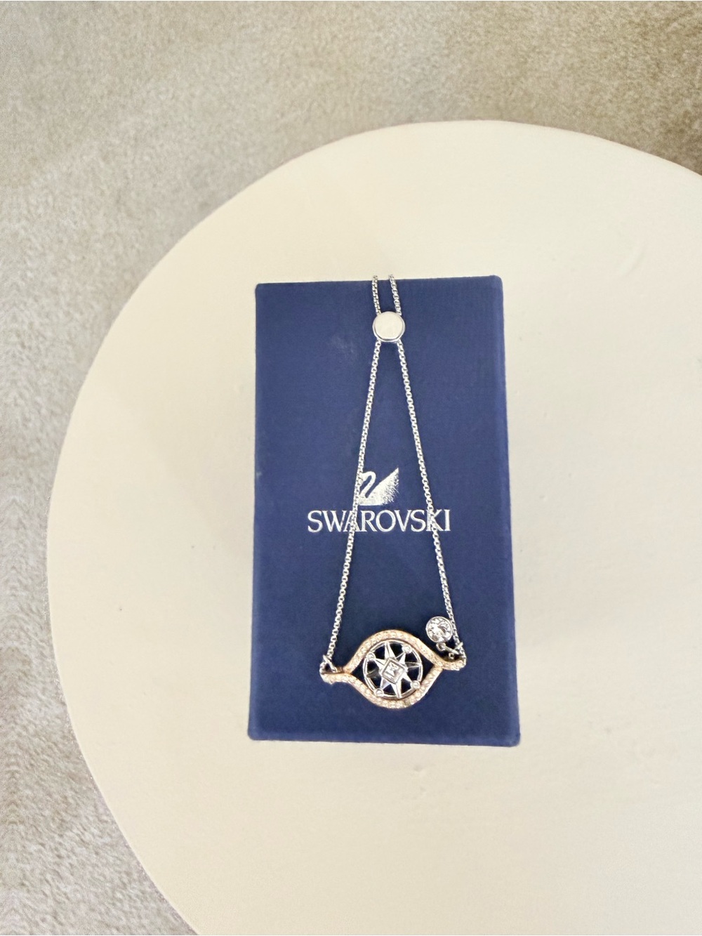Swarovski Silver Crystal Evil Eye Pendant Necklace